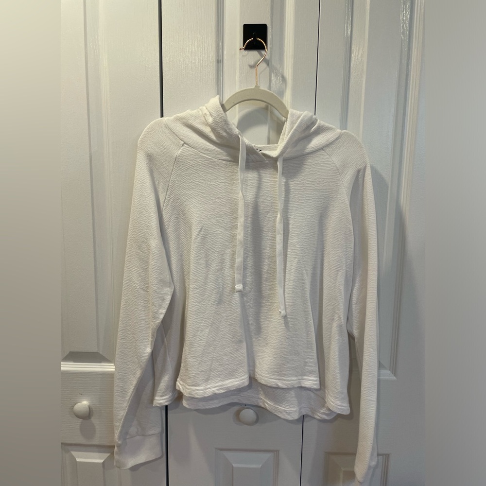 white textured top with hood